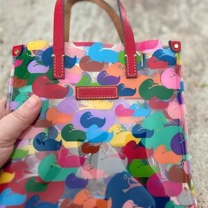 Dooney and Bourke bag tote purse lunch bag NWOt Colorful Patterned plastic ducks